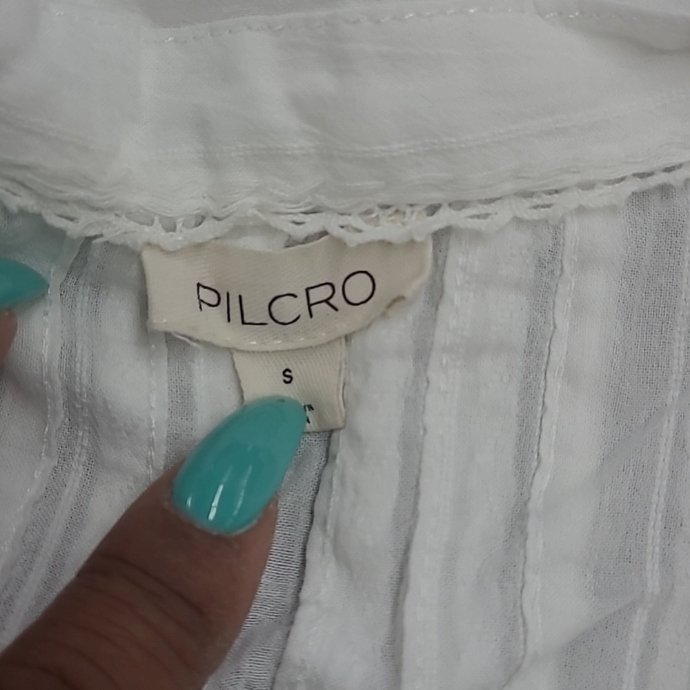 Pilcro White Cotton Lightweight Button-Up Tunic/Swim Cover Size S - Picture 10 of 12